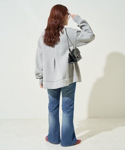 配色 ステッチ タック Aライン 裏起毛 チュニック【限定展開】