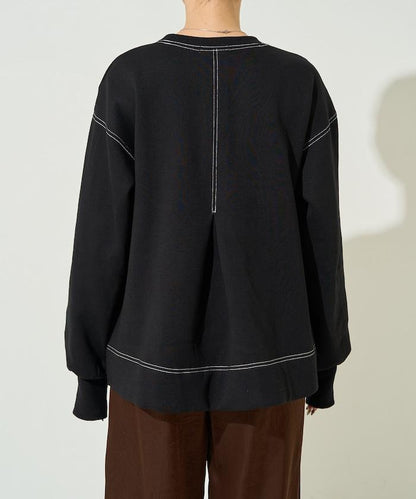 配色 ステッチ タック Aライン 裏起毛 チュニック【限定展開】