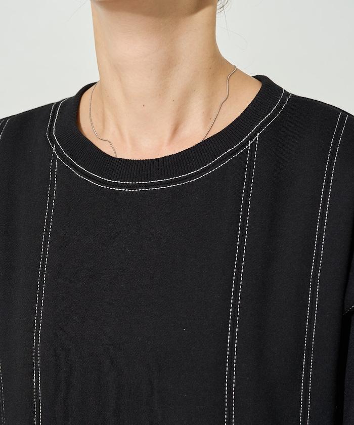 配色 ステッチ タック Aライン 裏起毛 チュニック【限定展開】