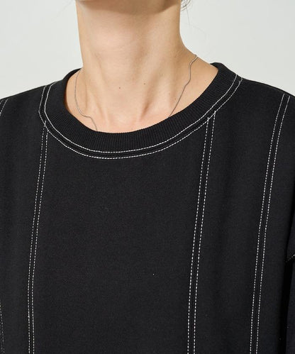 配色 ステッチ タック Aライン 裏起毛 チュニック【限定展開】