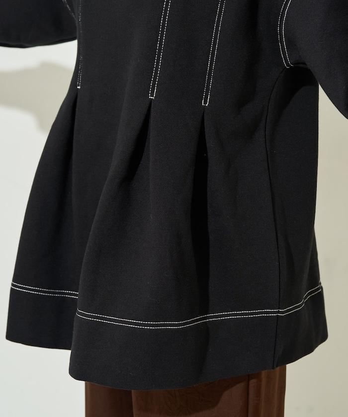 配色 ステッチ タック Aライン 裏起毛 チュニック【限定展開】