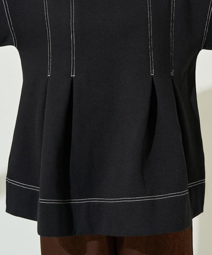 配色 ステッチ タック Aライン 裏起毛 チュニック【限定展開】