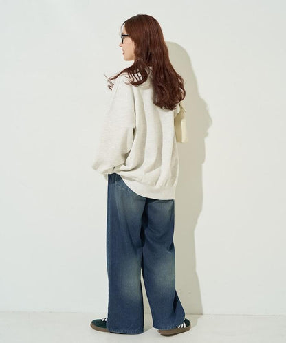 豹紋毛圈繡珍珠加絨衛衣