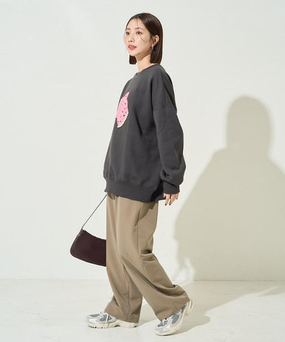 豹紋毛圈繡珍珠加絨衛衣