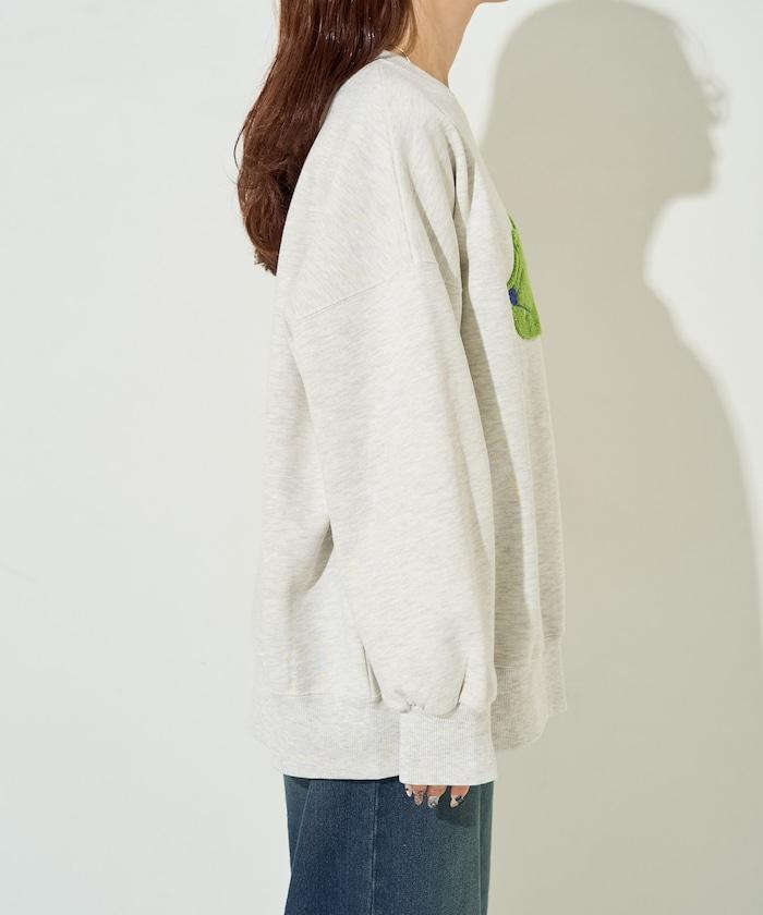 豹紋毛圈繡珍珠加絨衛衣