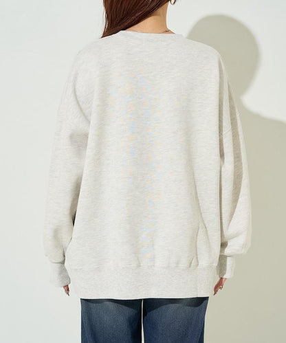 豹紋毛圈繡珍珠加絨衛衣