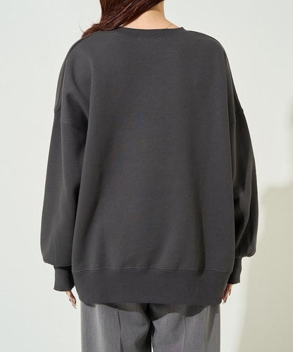 鬥牛犬亮片刺繡加絨寬鬆衛衣