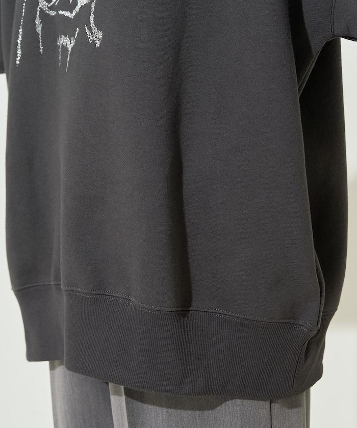 鬥牛犬亮片刺繡加絨寬鬆衛衣