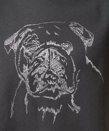 鬥牛犬亮片刺繡加絨寬鬆衛衣