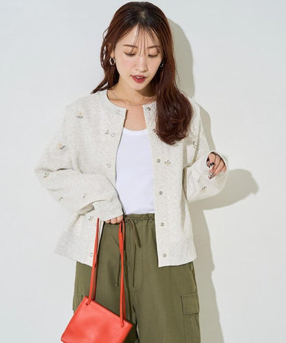 小花刺繡加絨衛衣開衫