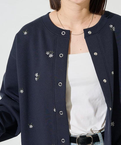 小花刺繡加絨衛衣開衫
