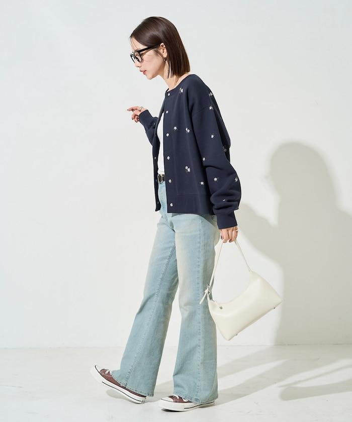 小花刺繡加絨衛衣開衫