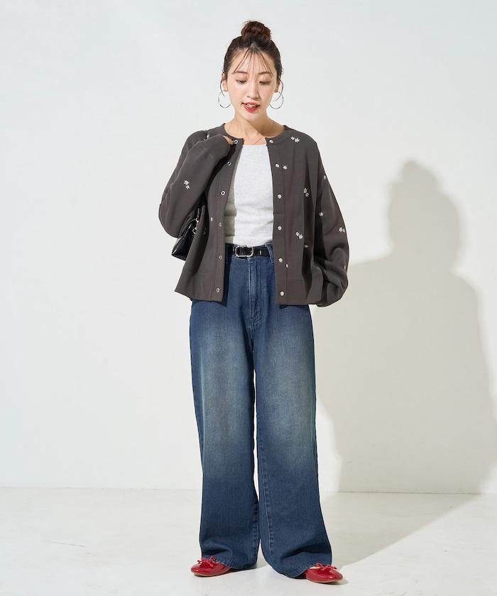 小花刺繡加絨衛衣開衫