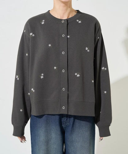 小花刺繡加絨衛衣開衫