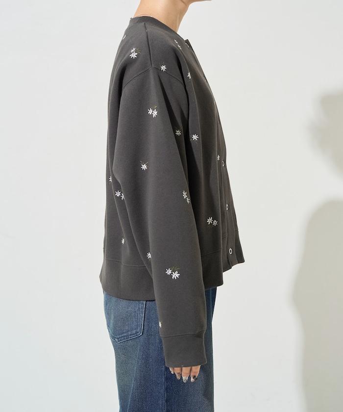 小花刺繡加絨衛衣開衫