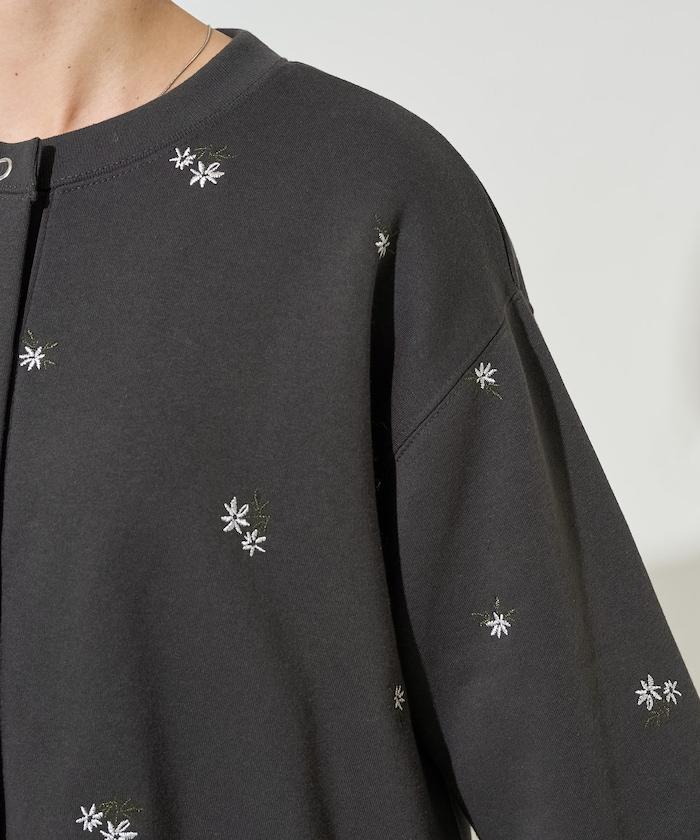 小花刺繡加絨衛衣開衫