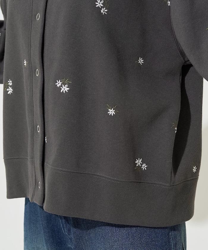 小花刺繡加絨衛衣開衫