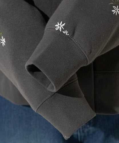 小花刺繡加絨衛衣開衫