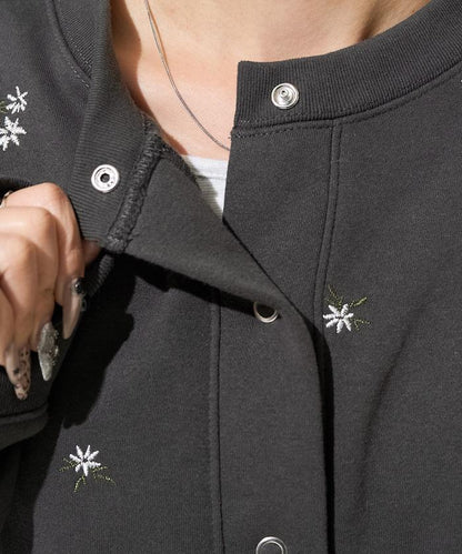 小花刺繡加絨衛衣開衫