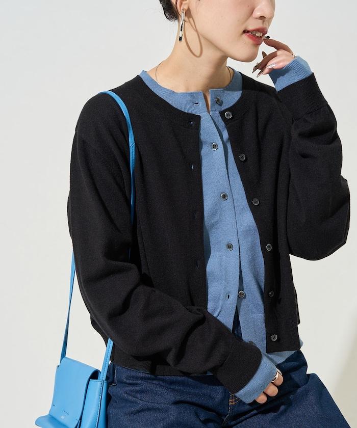 拼接配色紐扣開衫