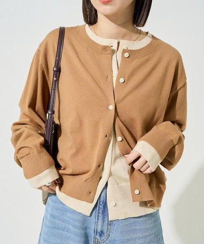 拼接配色紐扣開衫