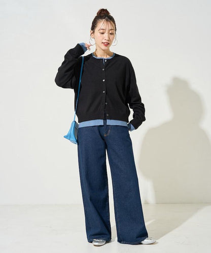 拼接配色紐扣開衫