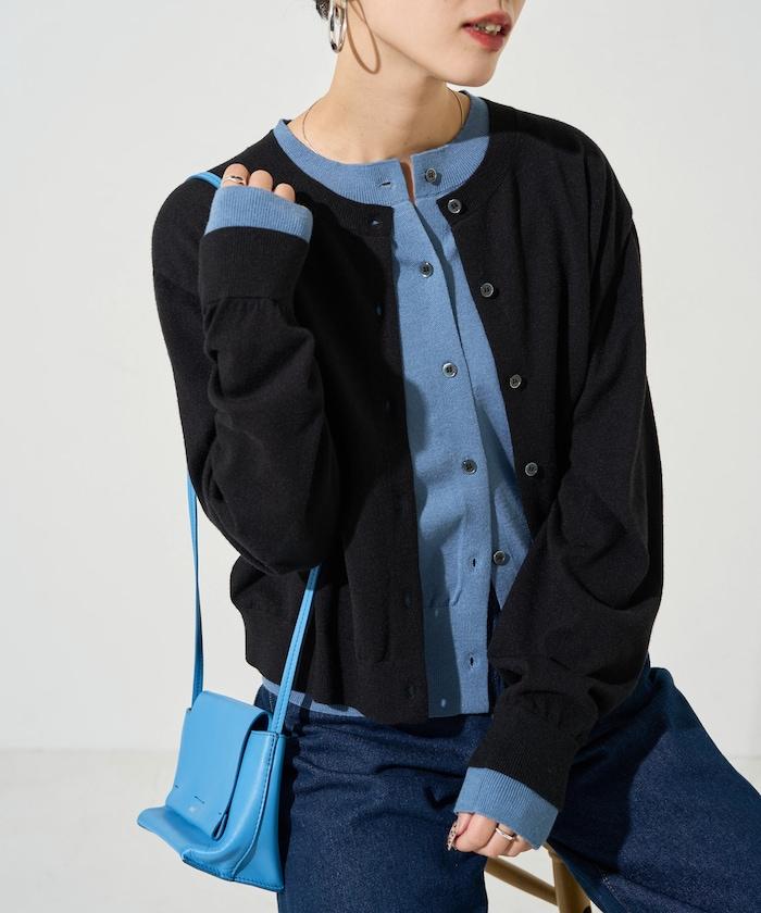 拼接配色紐扣開衫