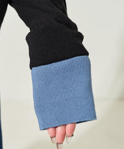 拼接配色紐扣開衫