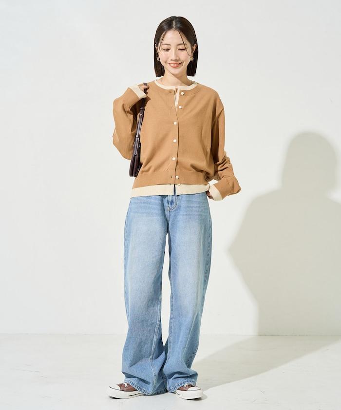 拼接配色紐扣開衫