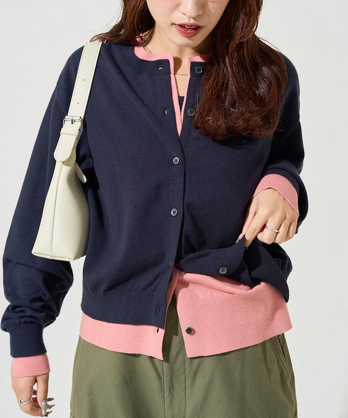 拼接配色紐扣開衫