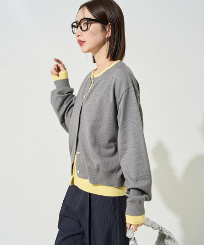 拼接配色紐扣開衫