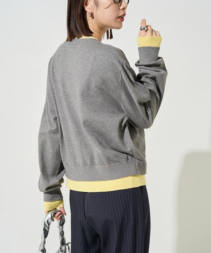 拼接配色紐扣開衫