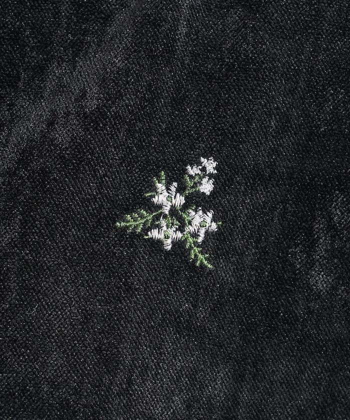 仿天鵝絨平紋燈芯絨小花圖案襯衫＜可搭配套裝＞