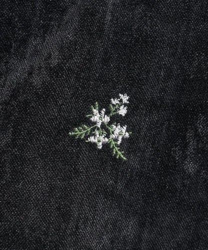 仿天鵝絨平紋燈芯絨小花圖案襯衫＜可搭配套裝＞