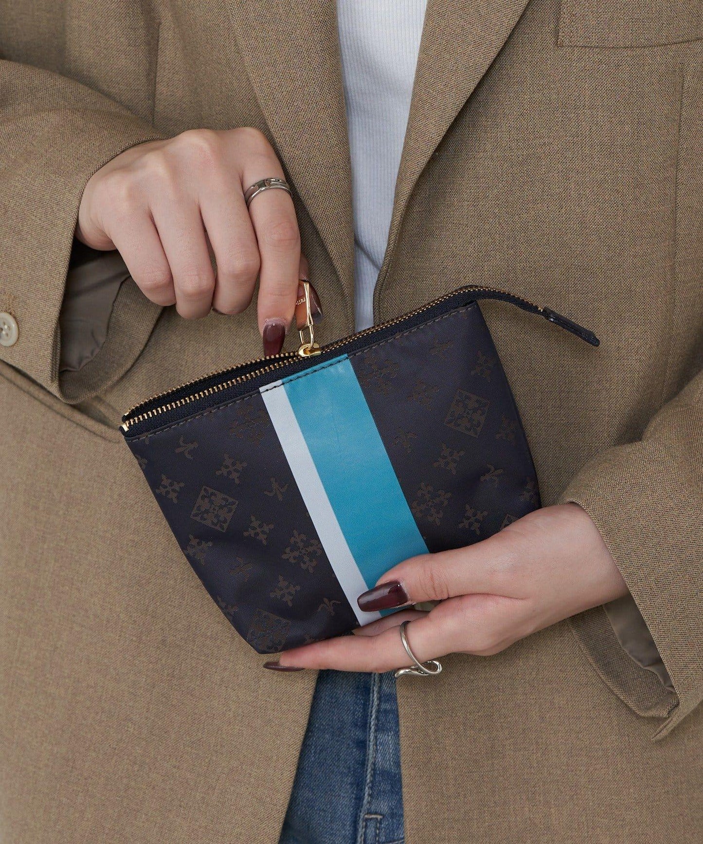 條紋印花小號收納包