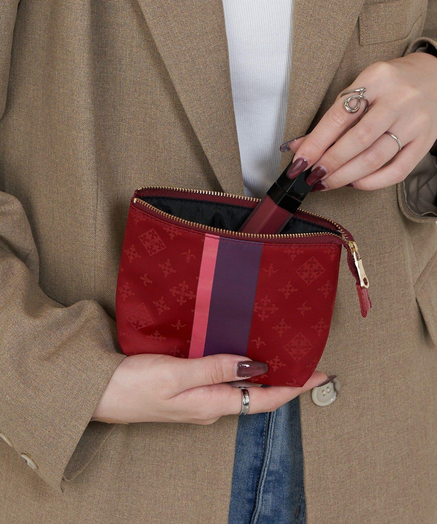 條紋印花小號收納包