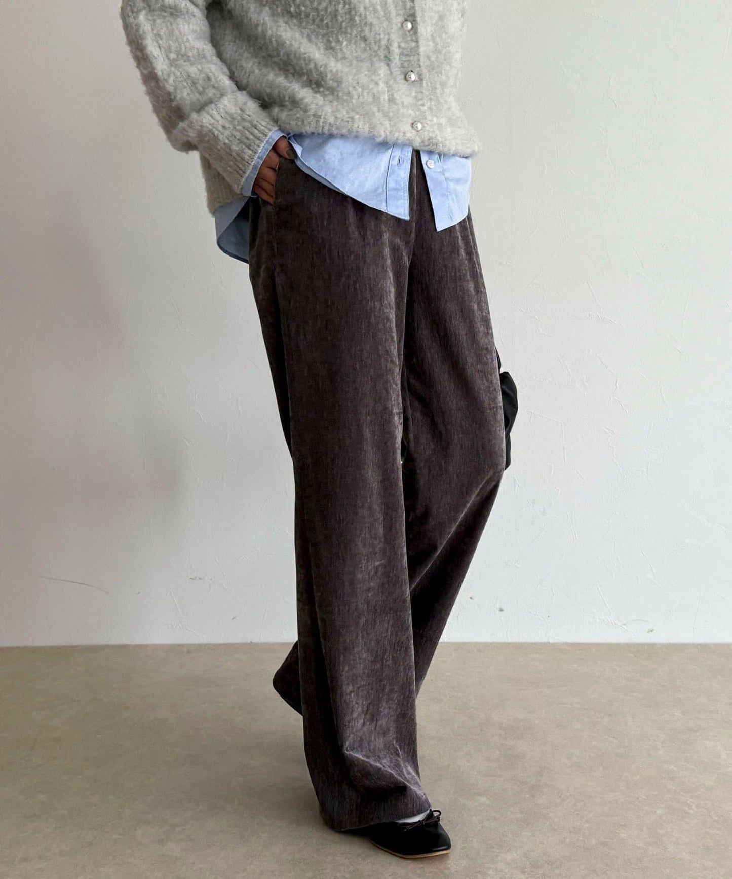 燈芯絨彈力喇叭褲