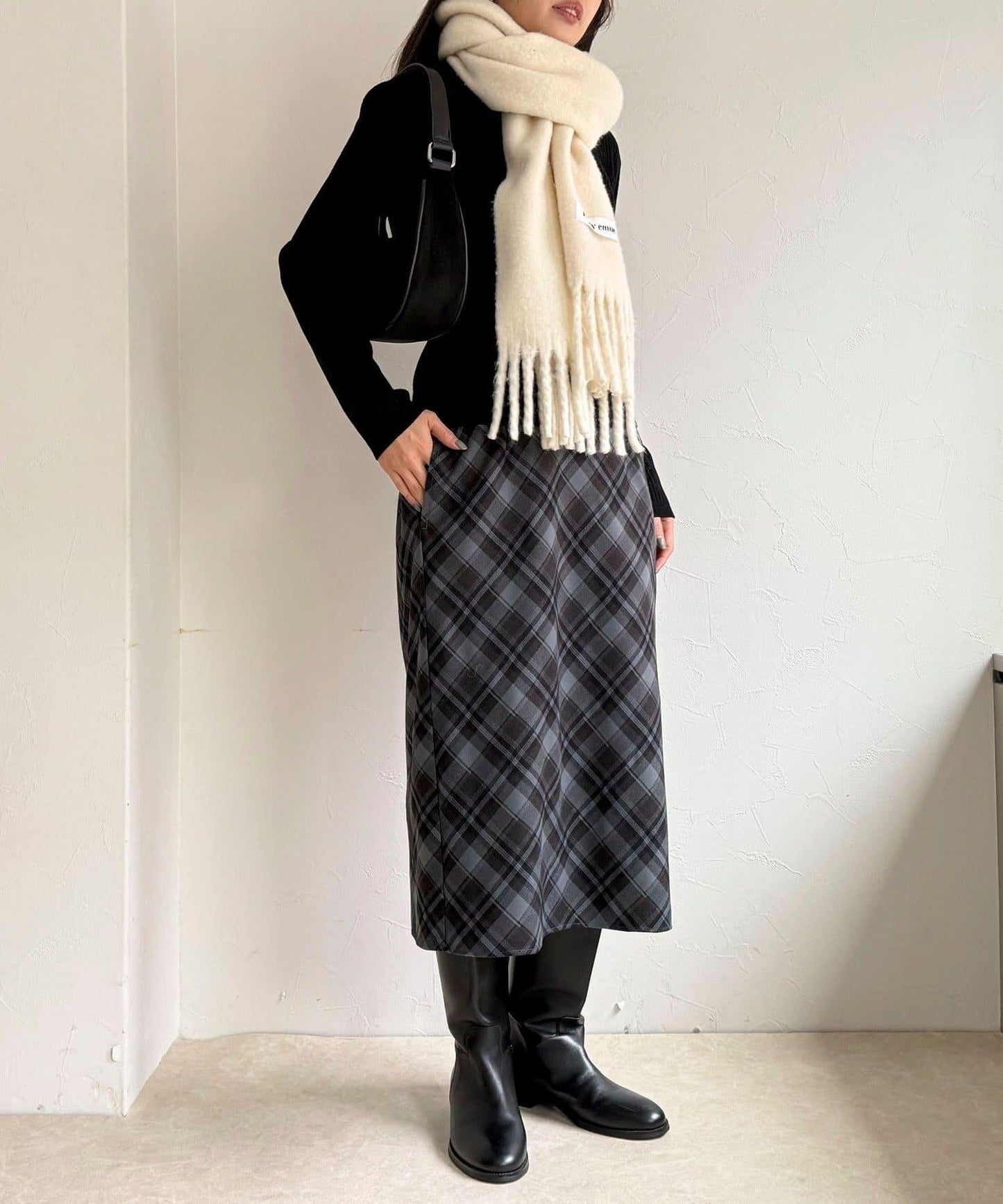 格紋中長裙