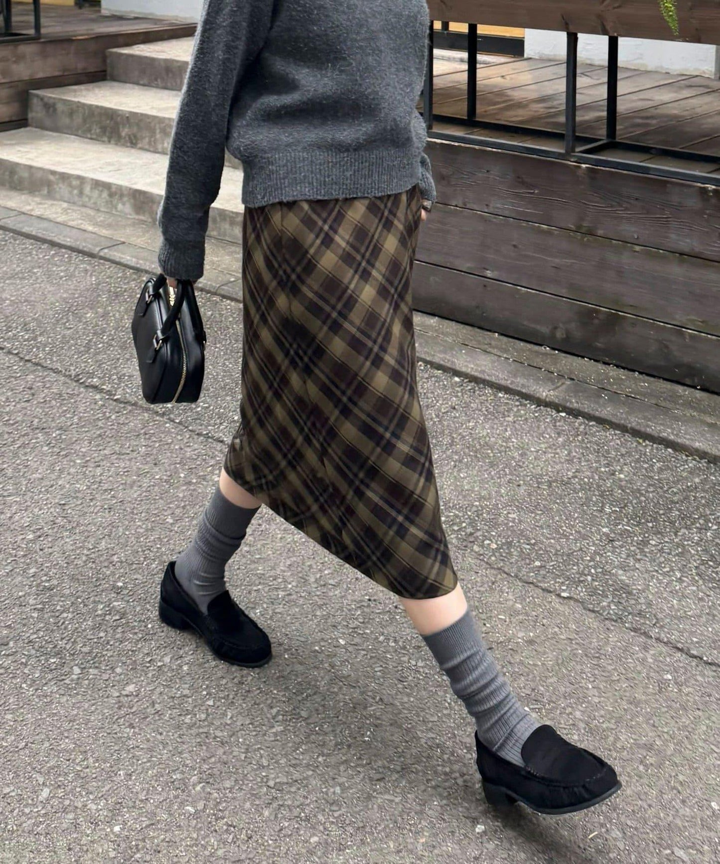 格紋中長裙