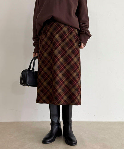 格紋中長裙
