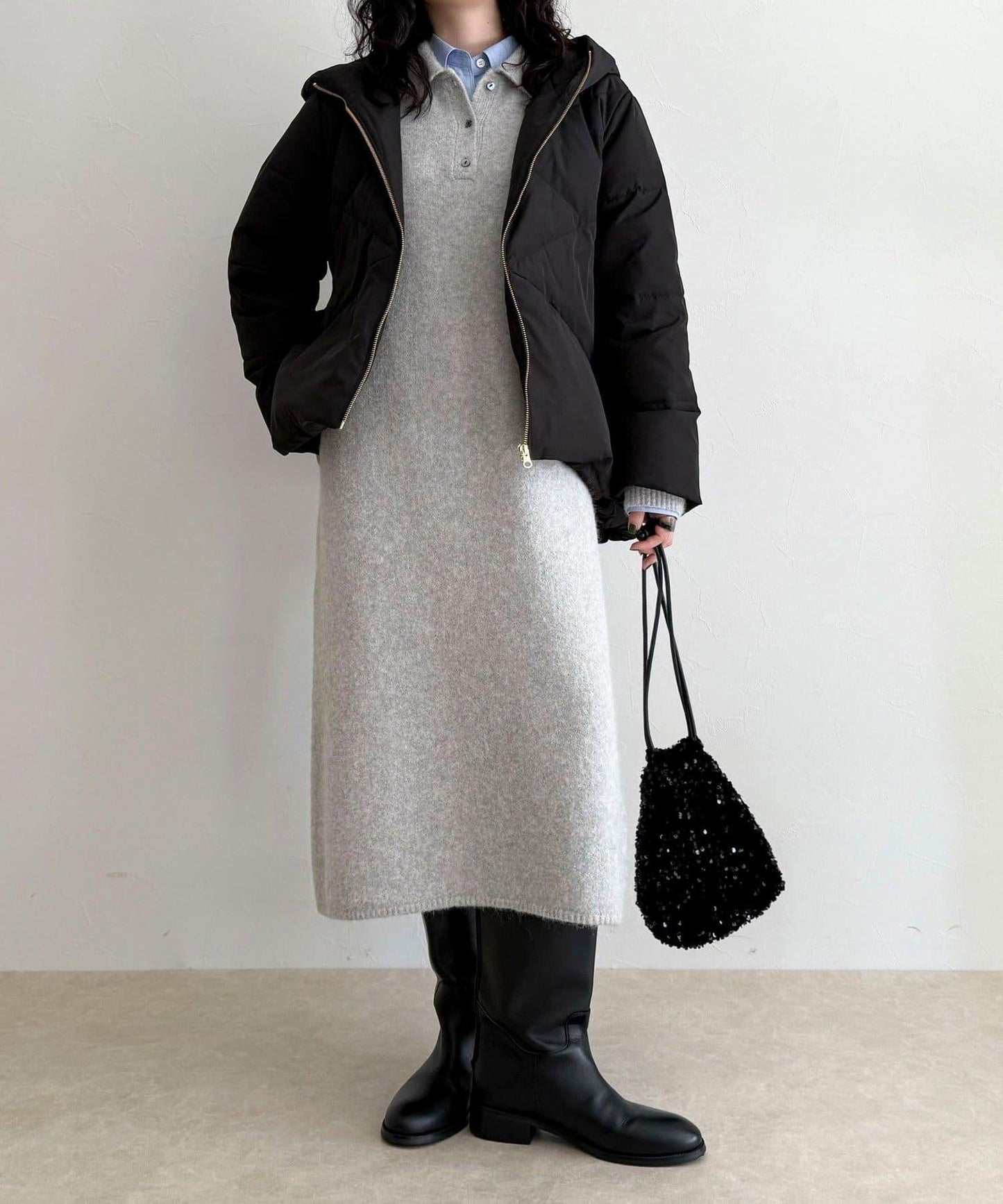 柔軟交叉羽絨大衣