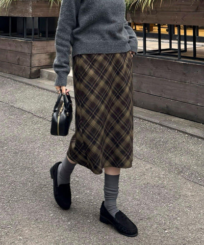 格紋中長裙