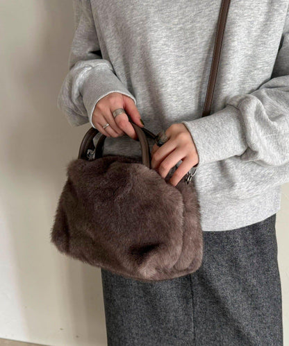 仿貂絨兩用方形托特包