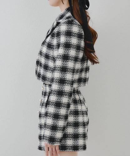 【套裝可搭配】粗花呢短款夾克