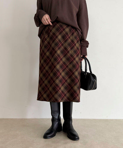 格紋中長裙