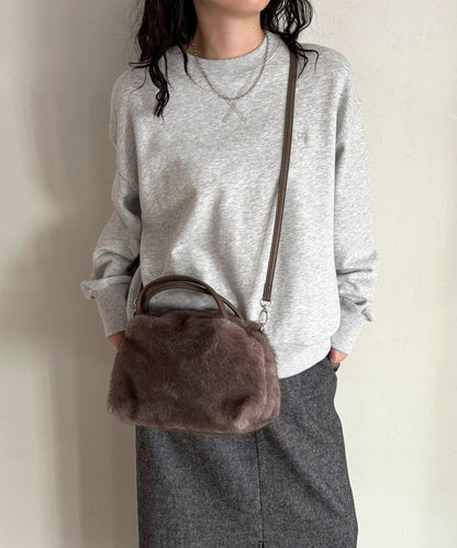 仿貂絨兩用方形托特包