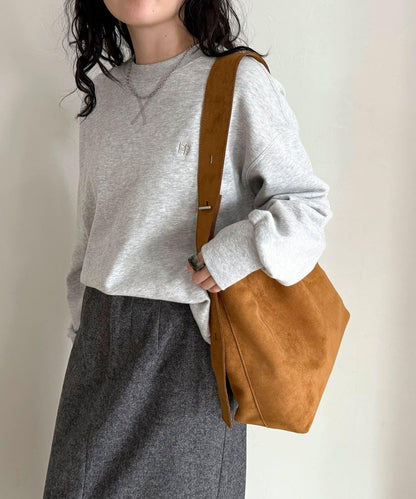 仿麂皮可調節單肩包