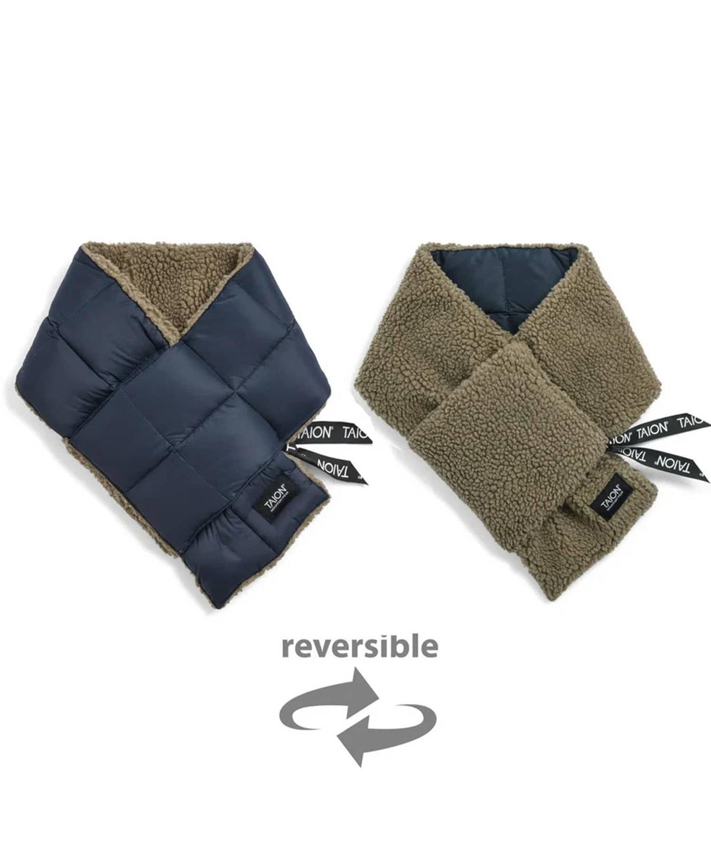 【TAION/TAION】山系可雙面穿羽絨×羊羔絨圍巾