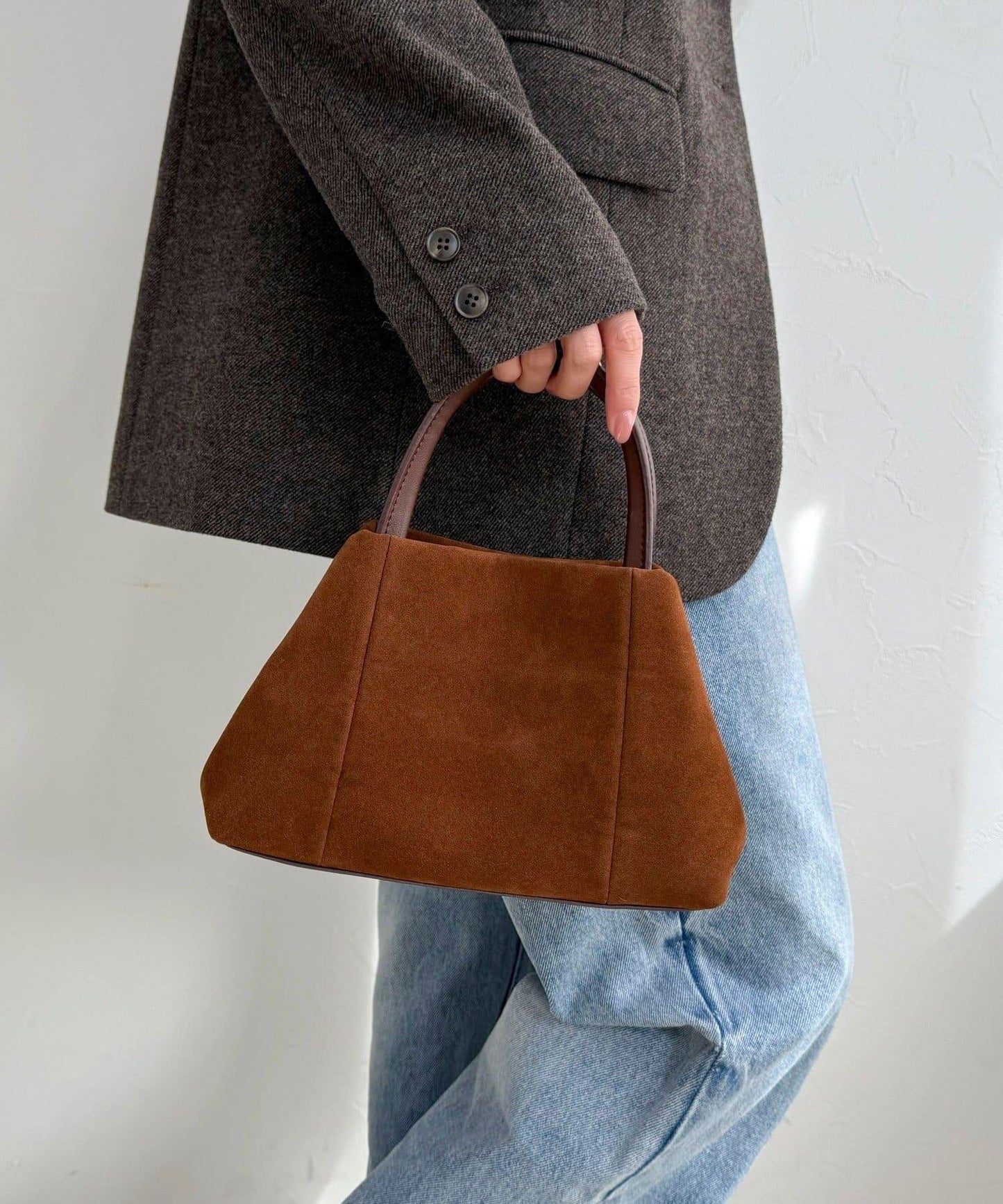 仿麂皮迷你托特包