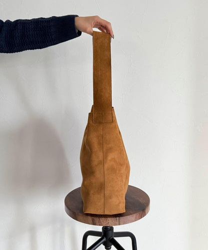 仿麂皮可調節單肩包